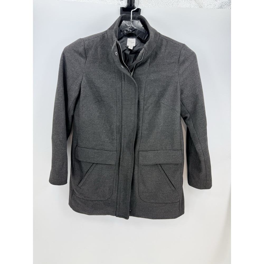 J Jill Women's Small Charcoal Grey Winter Front Zip Duffle Coat Jacket